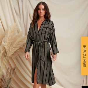 Lulu’s midi black & gold button-up shirt dress